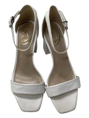 Sam Edelman White Block Heel Ankle Strap Sandals